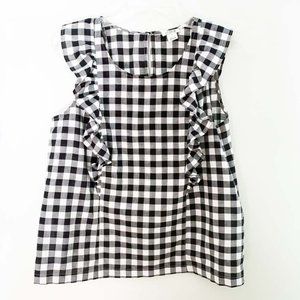 J Crew Factory Sleeveless Gingham Ruffle Top